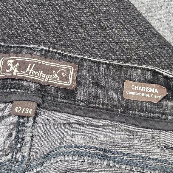 34‎ Heritage Charisma Jeans Altered Size 40x27 Black Comfort Rise Classic Fit - Picture 2 of 8